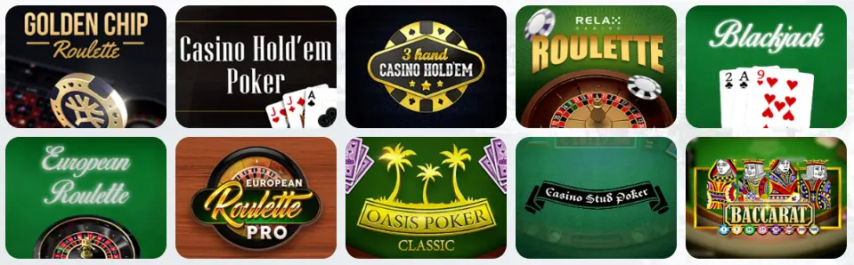 Jeux de table au Europa777 Casino