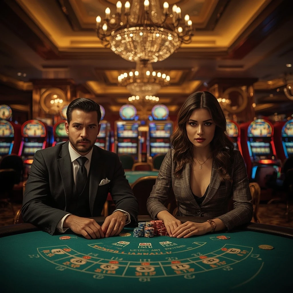 Deux joueurs de poker dans le casino Europa777